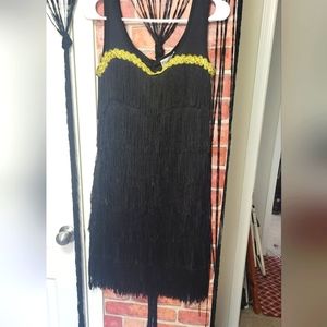 Women's Dream Weaver Costumers flapper dress roaring 20's. Gold brocade